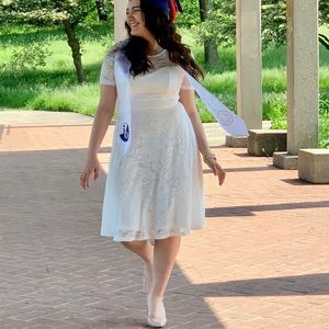 White lace midi dress